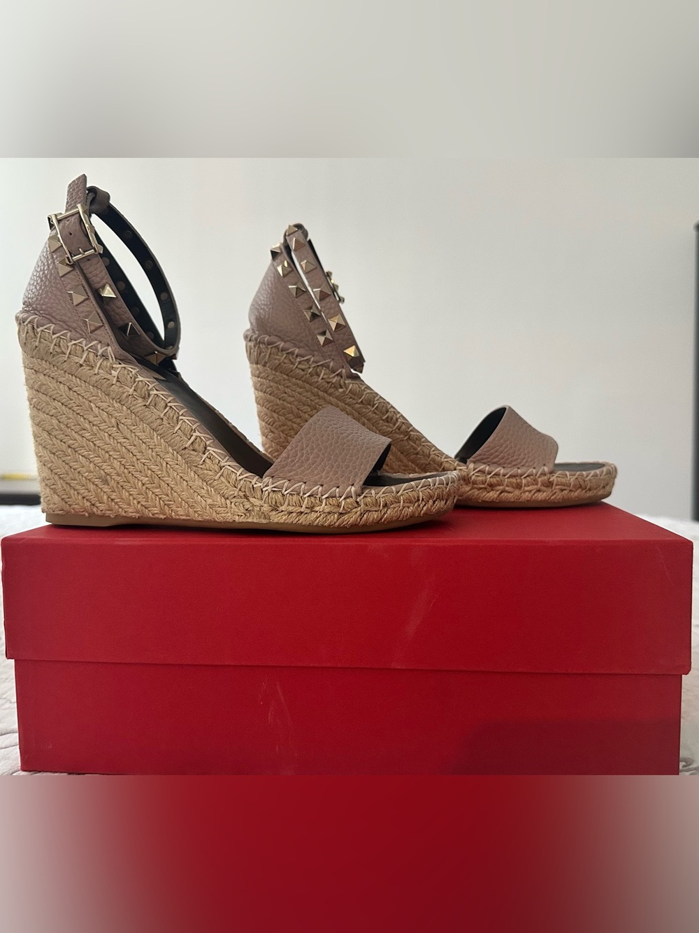 Valentino Garavani Rockstud Double Espadrille Wedge Sandals